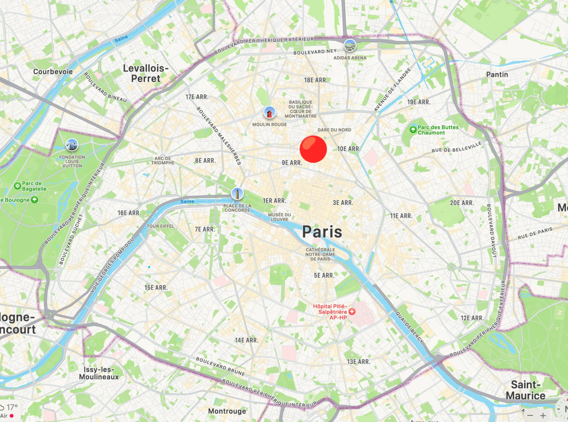 Localisation du studio Fly Yoga Paris 9e