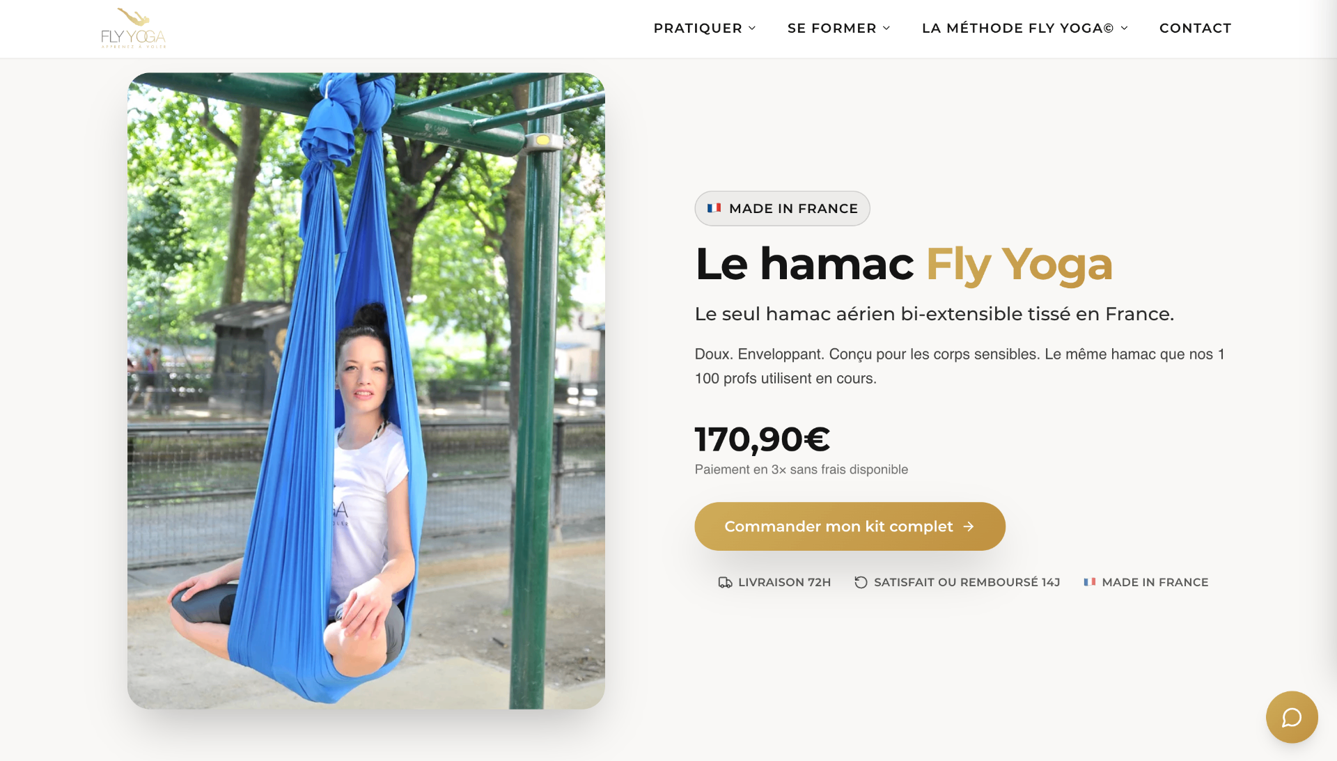 Hamac Yoga Aérien Élastique 5 M Wellsem – Bleu Ciel Avec Mousquetons & Chaînes